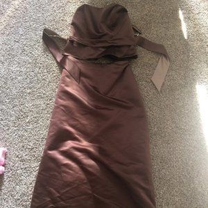 Brown two piece formal dress strapless top